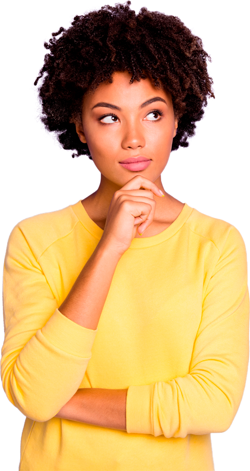 Imagem mulher com duvida